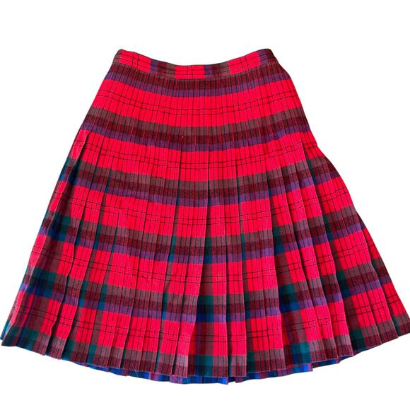 Pendleton Vintage Plaid Wool Skirt Turnabout 50s Pleated ReversibleRetro - Picture 5 of 10